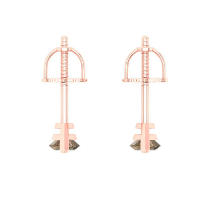 1cttw Marquise Cut Simulated Champagne Diamond Gold-Plated 925 Silver Push Back Stud Earrings