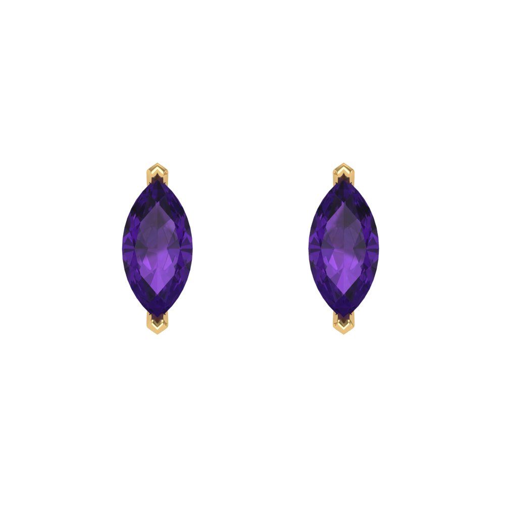1cttw Amethyst Gold-Plated 925 Silver Screw Back Stud Earrings