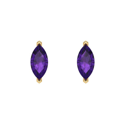 1cttw Amethyst Gold-Plated 925 Silver Screw Back Stud Earrings