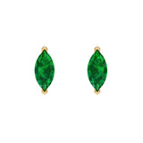 1.0 ct Brilliant Marquise Cut Solitaire Studs Simulated Emerald Stone Yellow Gold Earrings Screw back