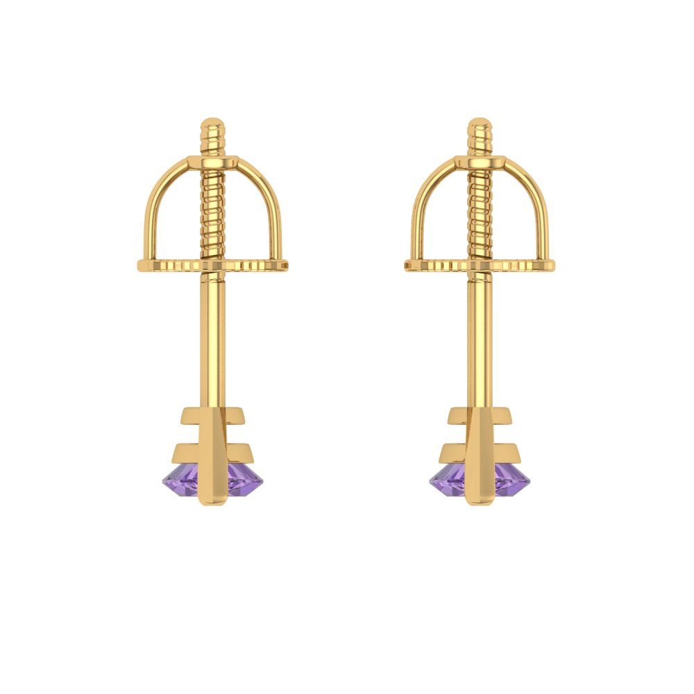 1cttw Alexandrite Gold-Plated 925 Silver Screw Back Stud Earrings