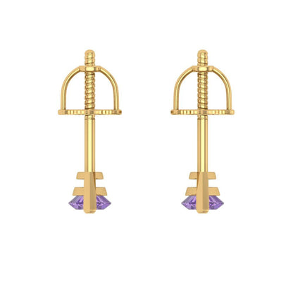 1cttw Alexandrite Gold-Plated 925 Silver Screw Back Stud Earrings