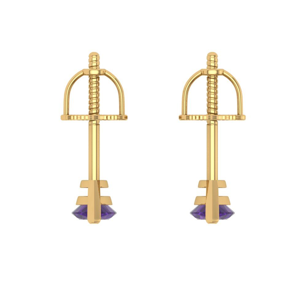 1cttw Amethyst Gold-Plated 925 Silver Screw Back Stud Earrings