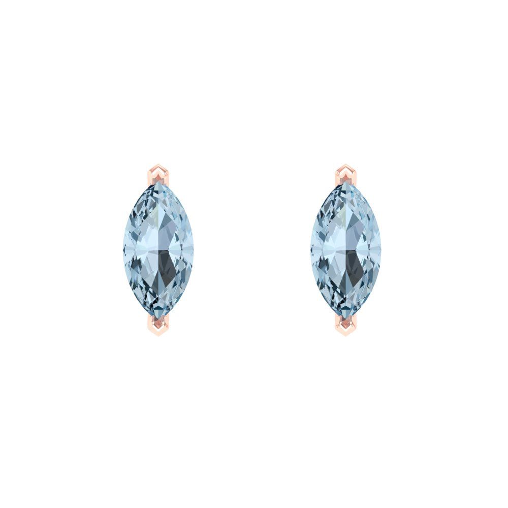 1cttw Aquamarine Gold-Plated 925 Silver Screw Back Stud Earrings