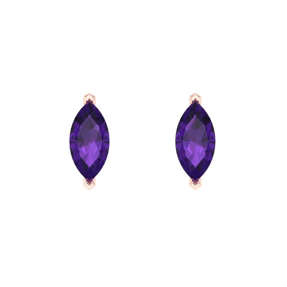 1cttw Amethyst Gold-Plated 925 Silver Screw Back Stud Earrings