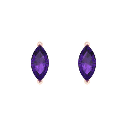 1cttw Amethyst Gold-Plated 925 Silver Screw Back Stud Earrings