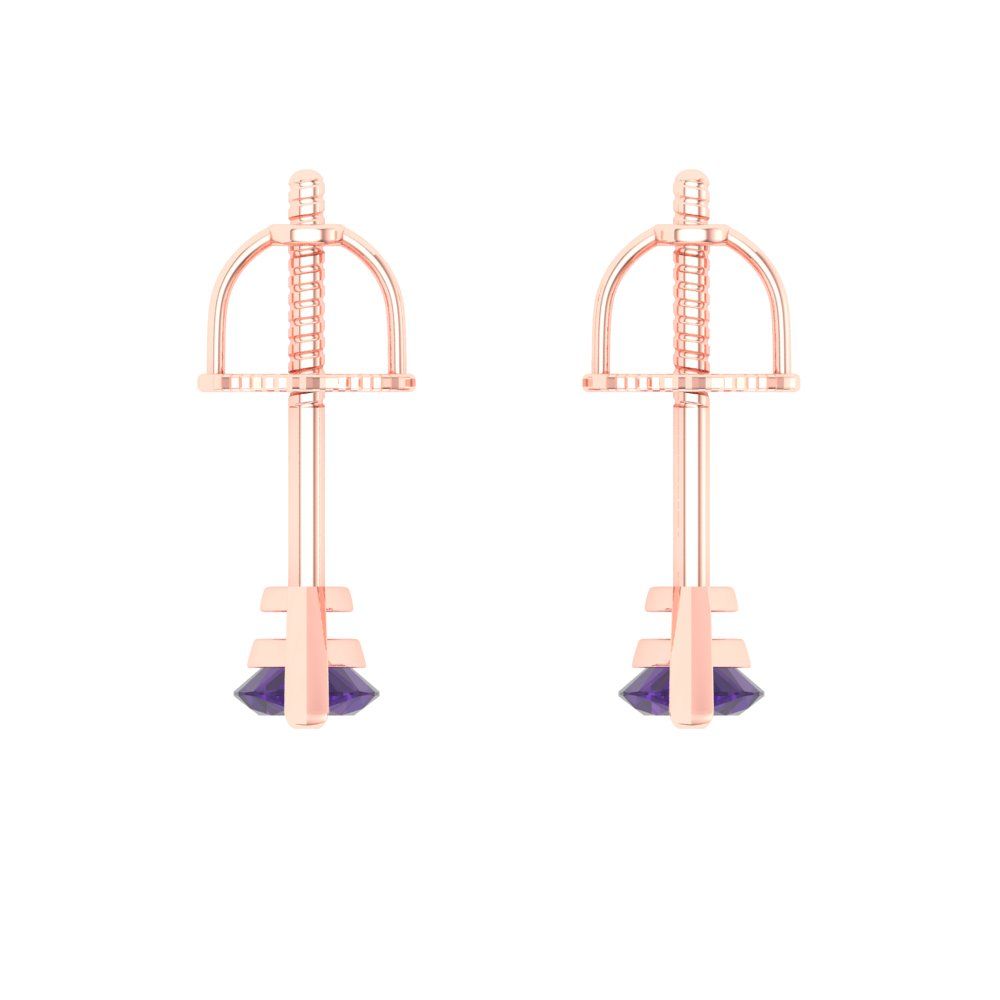 1cttw Amethyst Gold-Plated 925 Silver Screw Back Stud Earrings