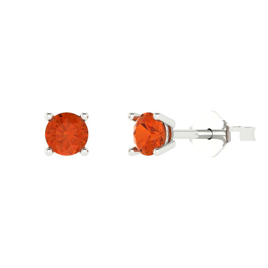 0.2cttw Round Cut Simulated Red Diamond Gold-Plated 925 Silver Push Back Stud Earrings