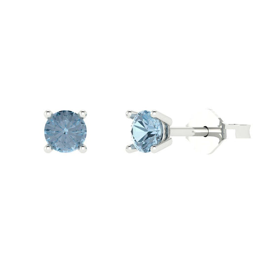 0.2cttw Round Cut Simulated Blue Diamond Gold-Plated 925 Silver Push Back Stud Earrings