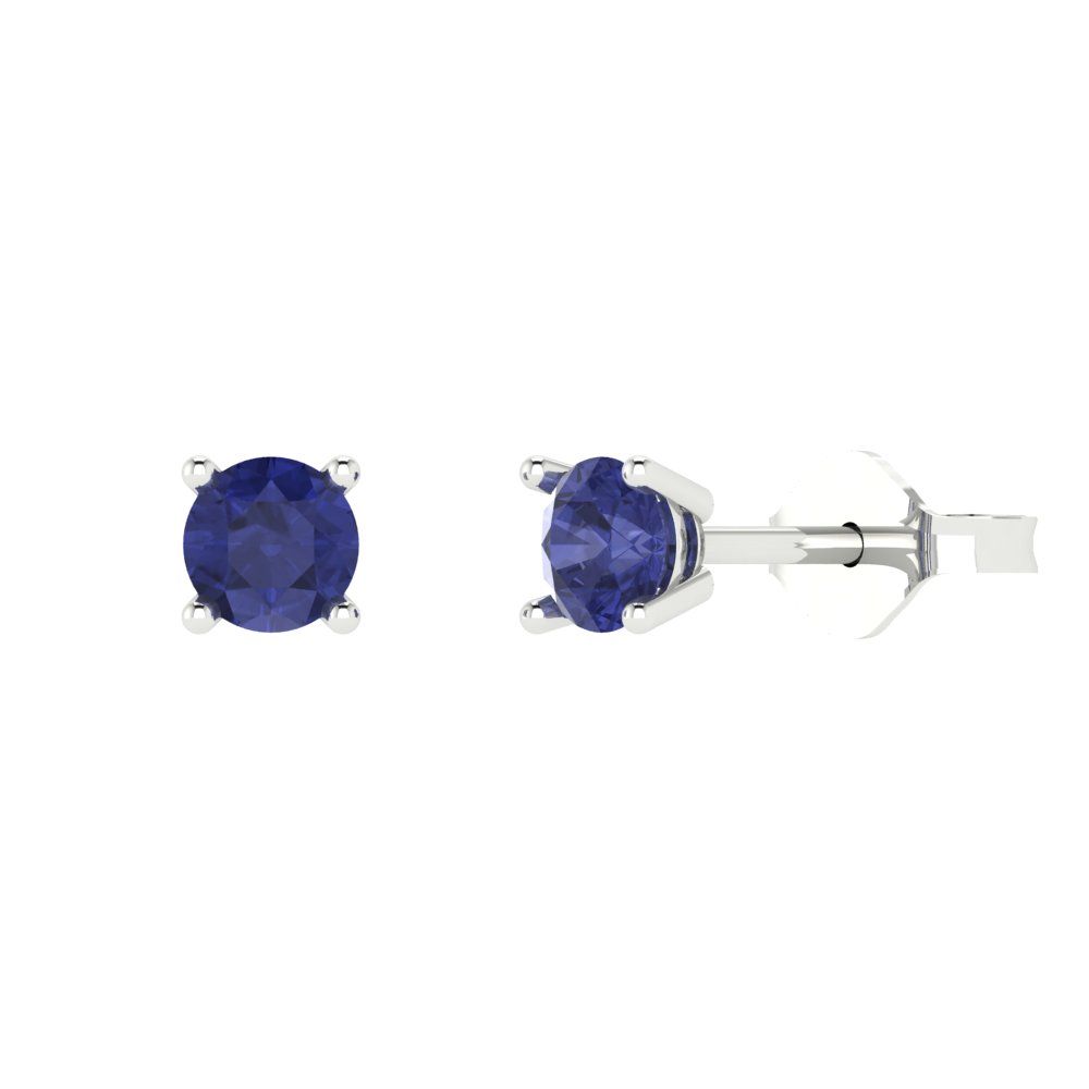 0.2 ctw Tanzanite Studs Earrings | 3.0mm Round Cut White Gold Push back | December Birthstone