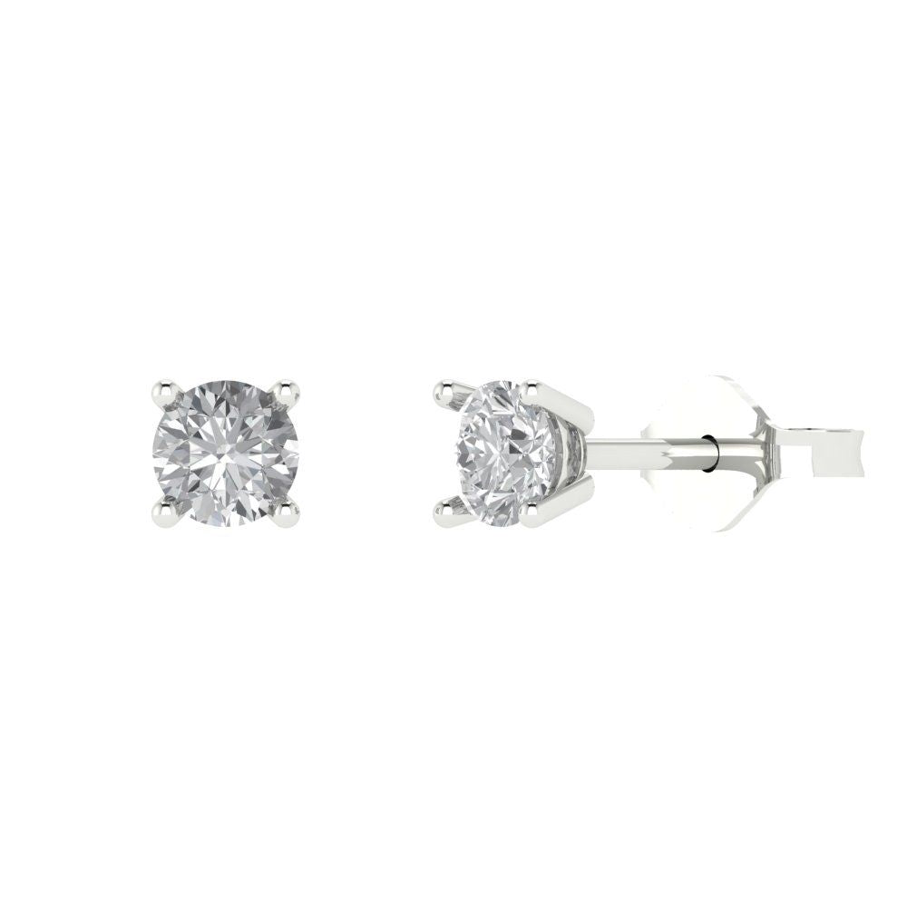 0.2 ctw Moissanite Studs Earrings | 3.0mm Round Cut White Gold Push back | April Birthstone