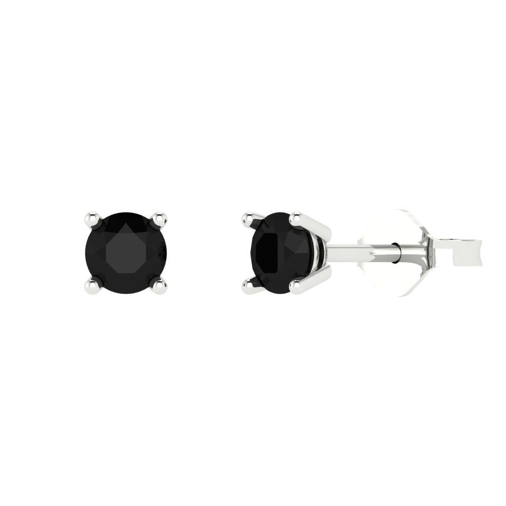 0.2cttw Round Cut Natural Onyx Gold-Plated 925 Silver Push Back Stud Earrings