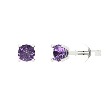 0.2 ctw Alexandrite Studs Earrings | 3.0mm Round Cut White Gold Push back | June Birthstone
