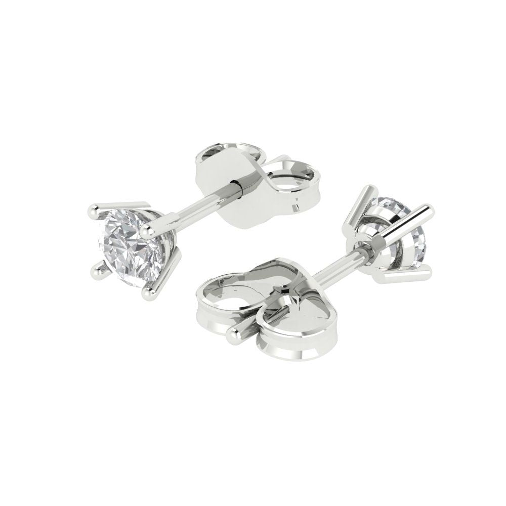 0.2cttw Round Cut Moissanite Gold-Plated 925 Silver Push Back Stud Earrings