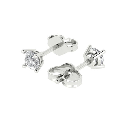 0.2 ctw Moissanite Studs Earrings | 3.0mm Round Cut White Gold Push back | April Birthstone
