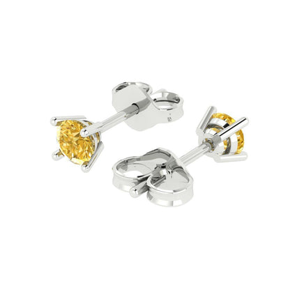 0.2cttw Round Cut Natural Citrine Gold-Plated 925 Silver Push Back Stud Earrings