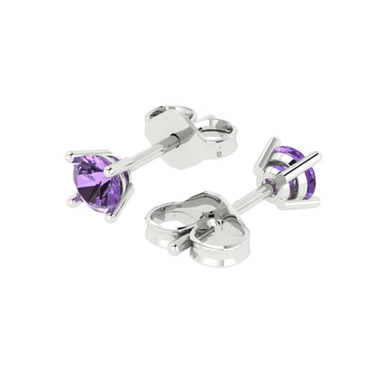 0.2 ctw Alexandrite Studs Earrings | 3.0mm Round Cut White Gold Push back | June Birthstone