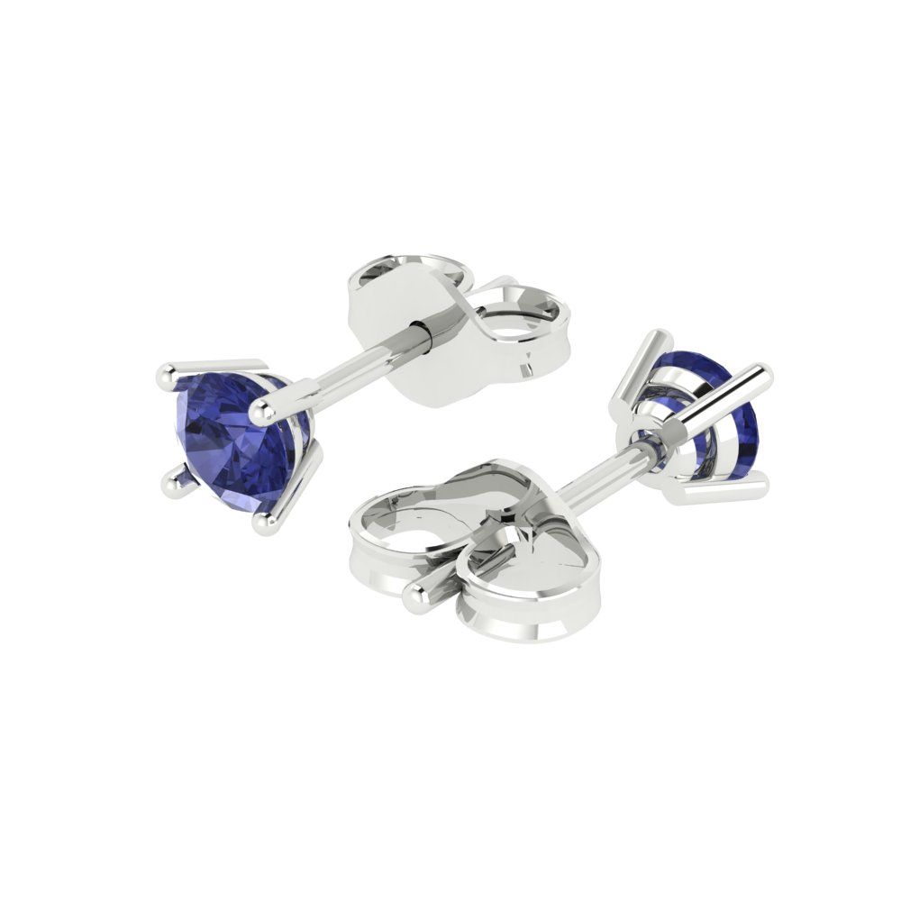 0.2 ctw Tanzanite Studs Earrings | 3.0mm Round Cut White Gold Push back | December Birthstone