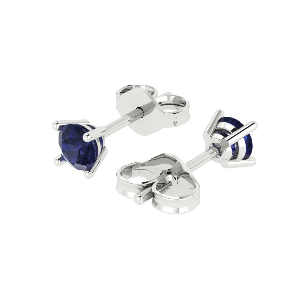 0.2cttw Round Cut Simulated Blue Sapphire Gold-Plated 925 Silver Push Back Stud Earrings