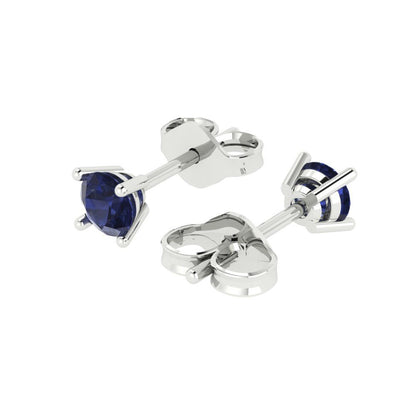 0.2cttw Round Cut Simulated Blue Sapphire Gold-Plated 925 Silver Push Back Stud Earrings