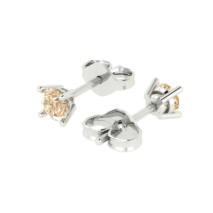 0.2 ctw Morganite Studs Earrings | 3.0mm Round Cut White Gold Push back | February Birthstone