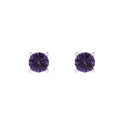 0.2 ctw Alexandrite Studs Earrings | 3.0mm Round Cut White Gold Push back | June Birthstone