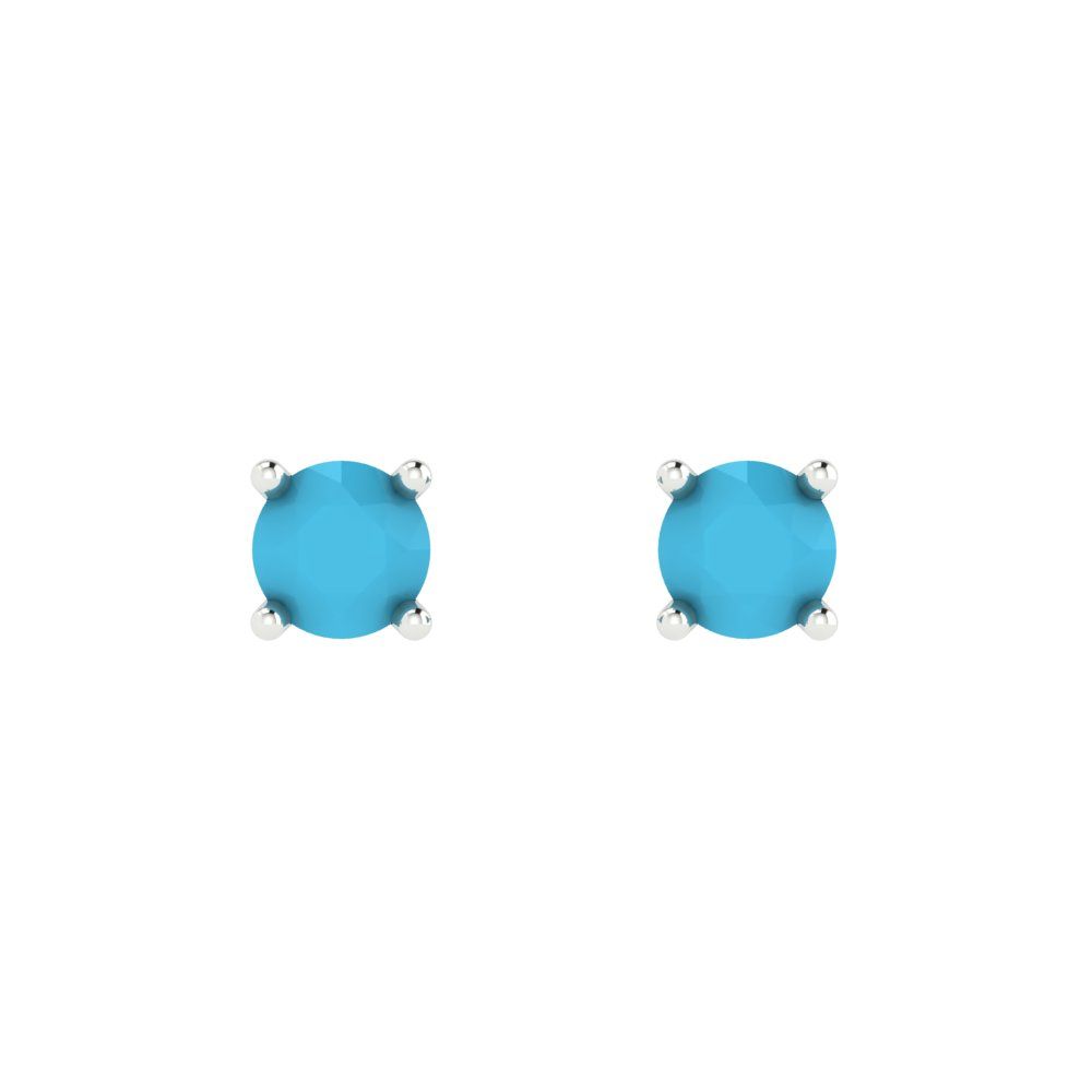 0.2cttw Round Cut Simulated Turquoise Gold-Plated 925 Silver Push Back Stud Earrings