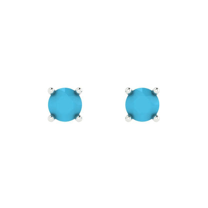 0.2cttw Round Cut Simulated Turquoise Gold-Plated 925 Silver Push Back Stud Earrings