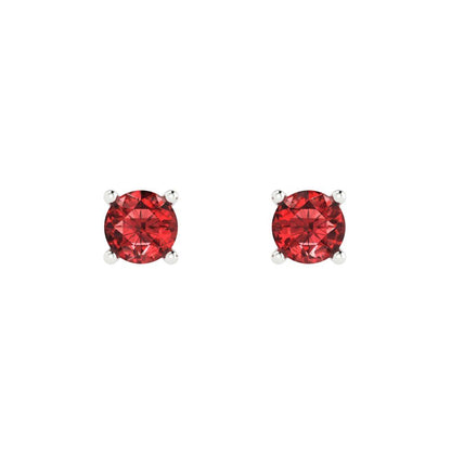 0.2 ctw Garnet Studs Earrings | 3.0mm Round Cut White Gold Push back | January Birthstone