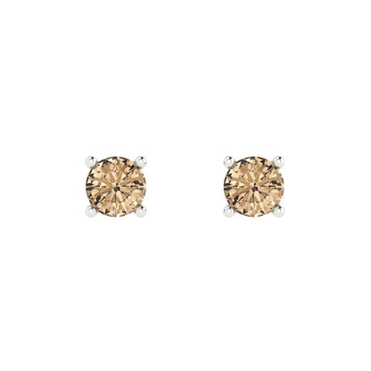 0.2cttw Round Cut Yellow Moissanite Gold-Plated 925 Silver Push Back Stud Earrings