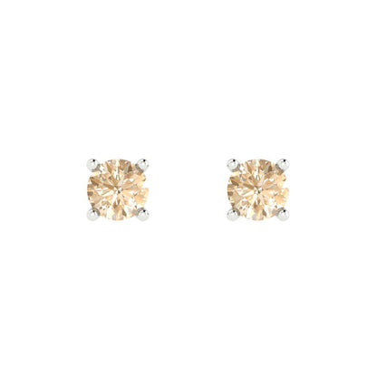 0.2cttw Round Cut Natural Morganite Gold-Plated 925 Silver Push Back Stud Earrings