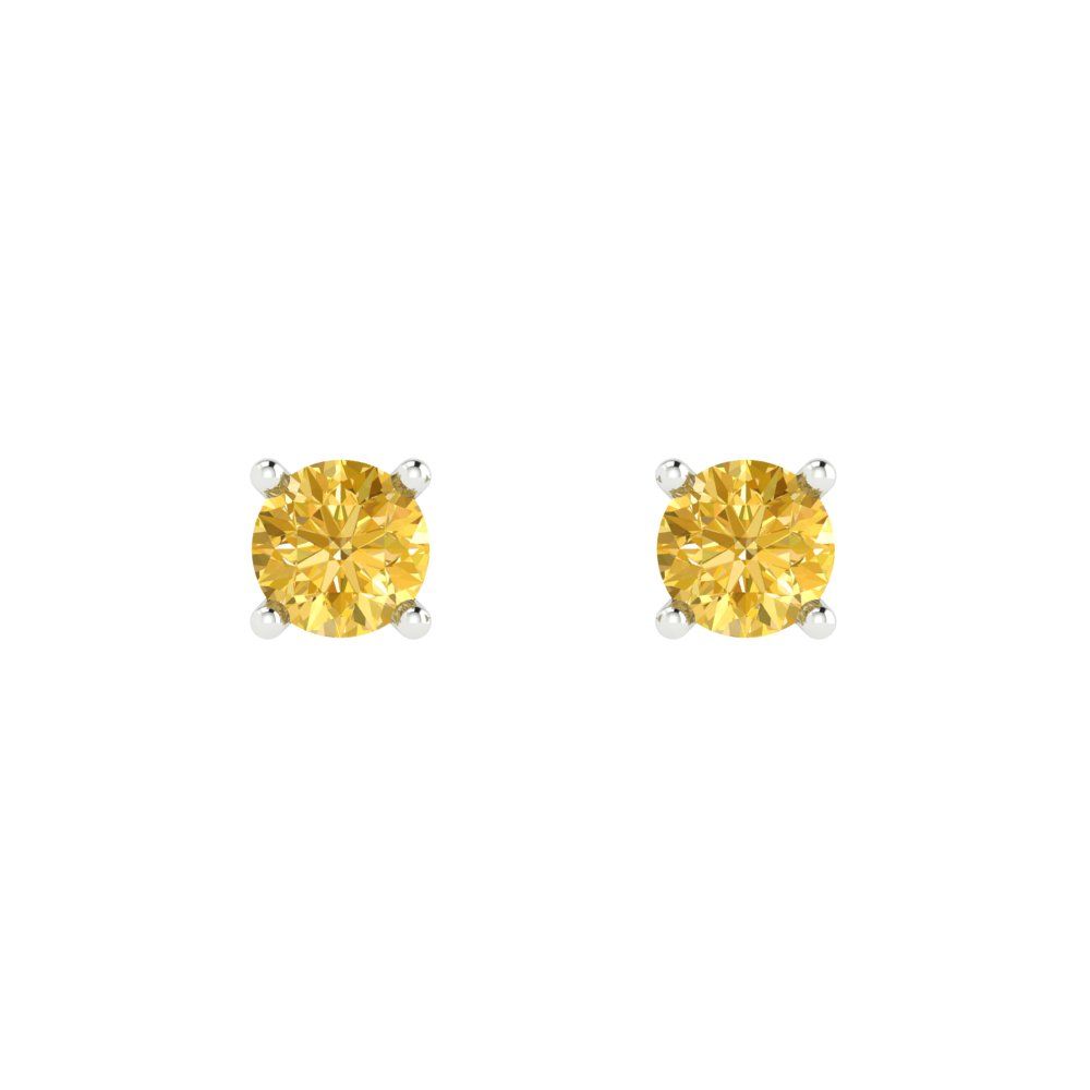 0.2cttw Round Cut Simulated Yellow Diamond Gold-Plated 925 Silver Push Back Stud Earrings