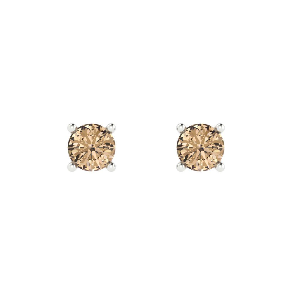 0.2 ctw Yellow Moissanite Studs Earrings | 3.0mm Round Cut White Gold Push back | April Birthstone