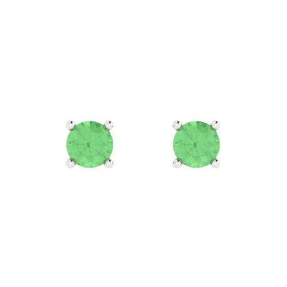 0.2cttw Round Cut Simulated Green Diamond Gold-Plated 925 Silver Push Back Stud Earrings
