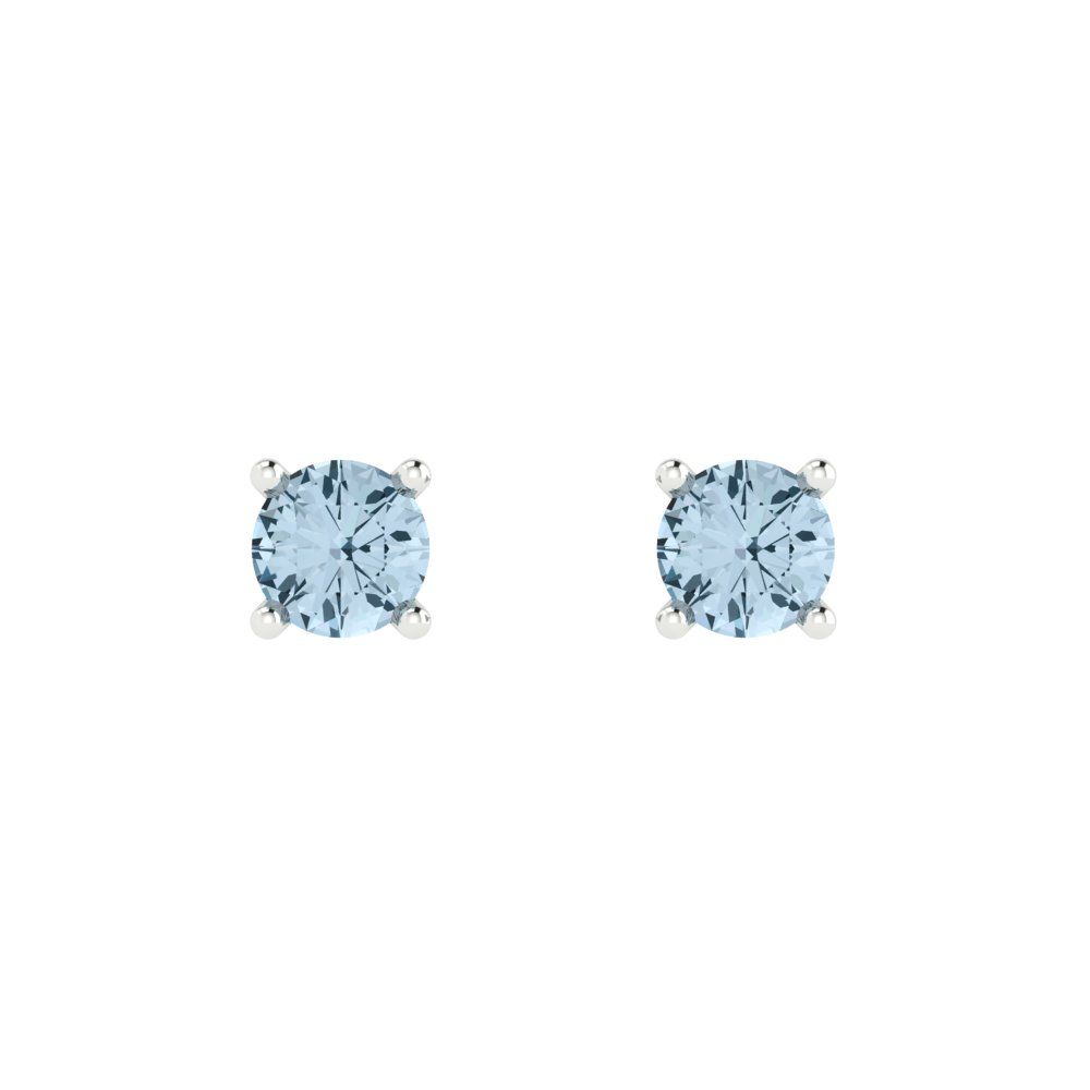 0.2 ctw Swiss Blue Topaz Studs Earrings | 3.0mm Round Cut White Gold Push back | December Birthstone