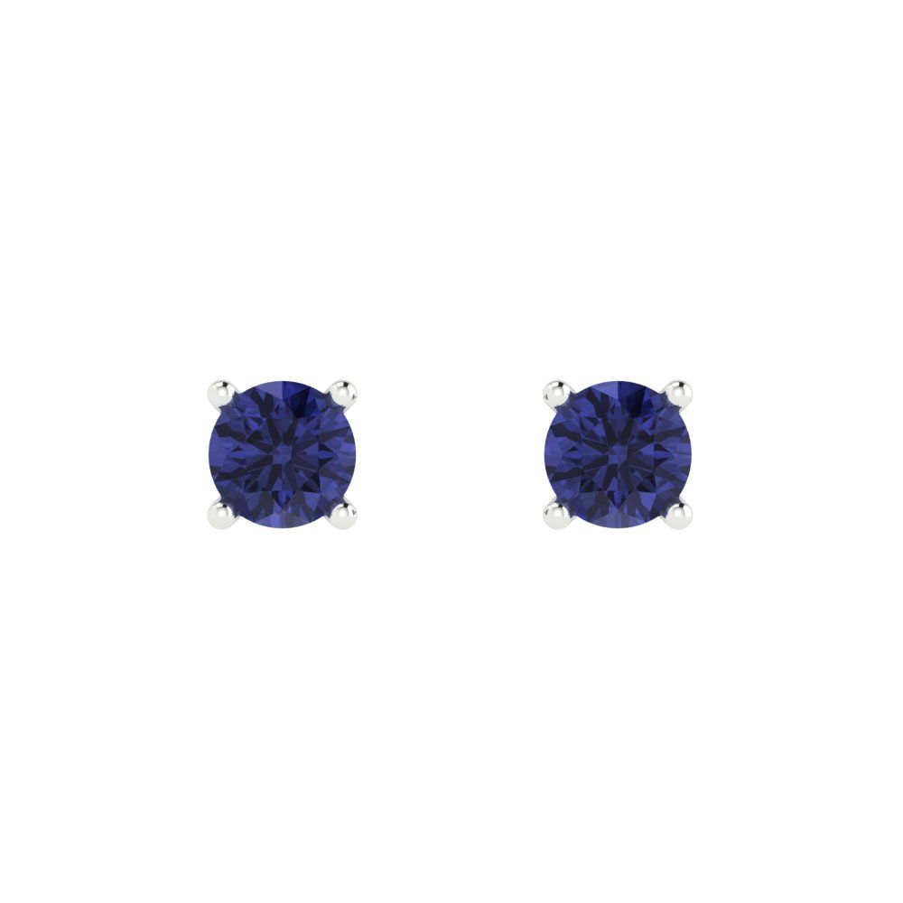 0.2 ctw Tanzanite Studs Earrings | 3.0mm Round Cut White Gold Push back | December Birthstone