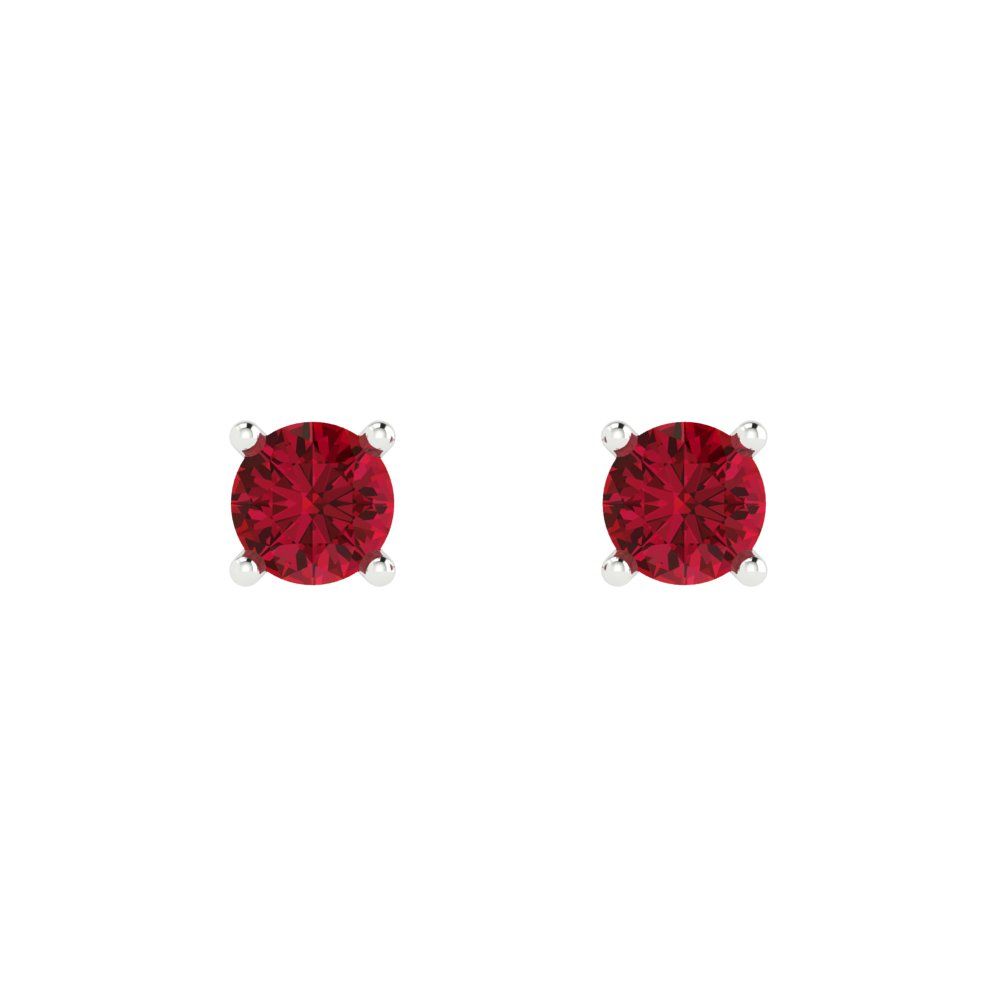 0.2 ctw Ruby Studs Earrings | 3.0mm Round Cut White Gold Push back | July Birthstone
