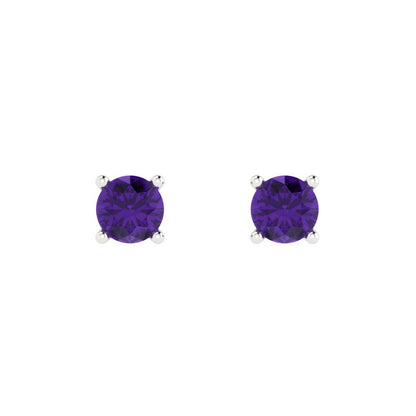 0.2cttw Round Cut Natural Amethyst Gold-Plated 925 Silver Push Back Stud Earrings