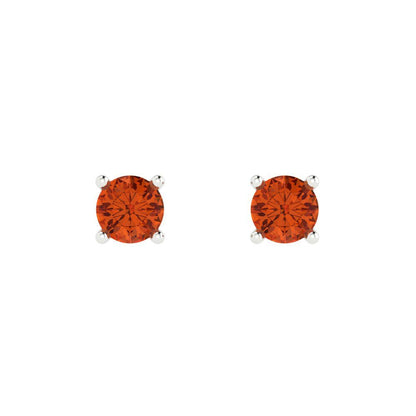 0.2cttw Round Cut Simulated Red Diamond Gold-Plated 925 Silver Push Back Stud Earrings