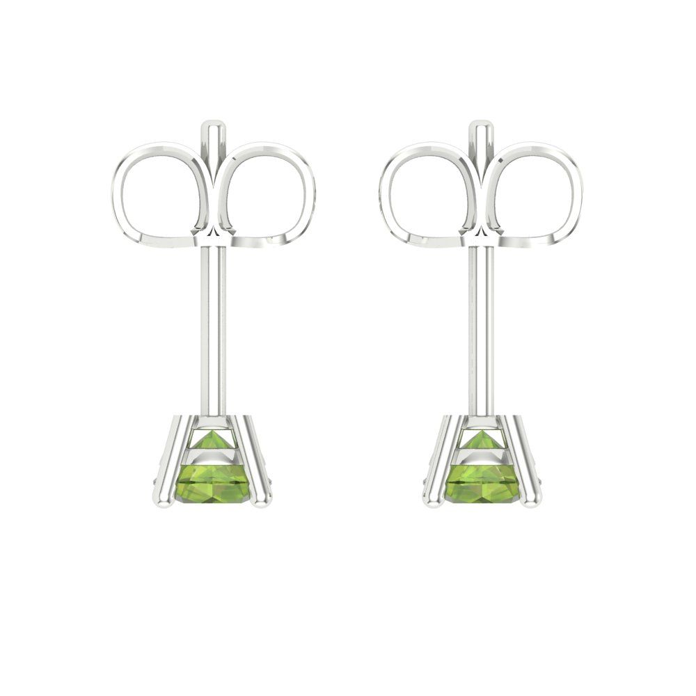 0.2cttw Round Cut Natural Peridot Gold-Plated 925 Silver Push Back Stud Earrings