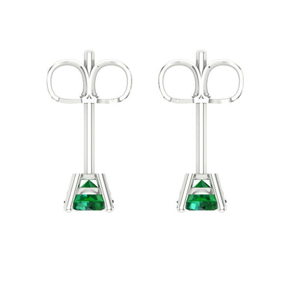 0.2cttw Round Cut Simulated Emerald Gold-Plated 925 Silver Push Back Stud Earrings