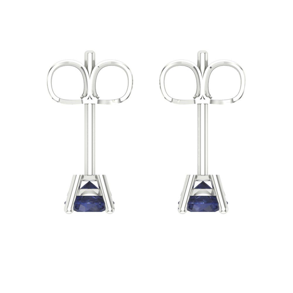 0.2 ctw Blue Sapphire Studs Earrings | 3.0mm Round Cut White Gold Push back | September Birthstone