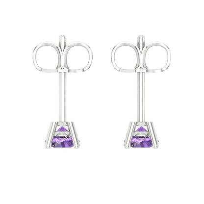 0.2 ctw Alexandrite Studs Earrings | 3.0mm Round Cut White Gold Push back | June Birthstone