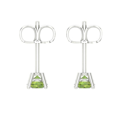 0.2 ctw Peridot Studs Earrings | 3.0mm Round Cut White Gold Push back | August Birthstone