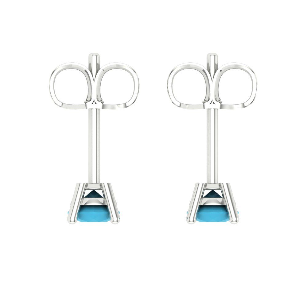0.2 ctw Turquoise Studs Earrings | 3.0mm Round Cut White Gold Push back | December Birthstone