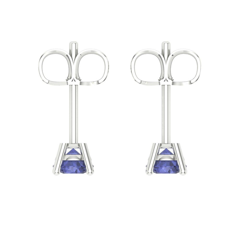 0.2 ctw Tanzanite Studs Earrings | 3.0mm Round Cut White Gold Push back | December Birthstone