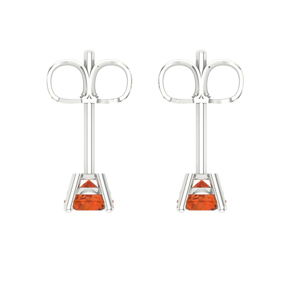 0.2 ctw Red Zirconia Studs Earrings | 3.0mm Round Cut White Gold Push back | April Birthstone