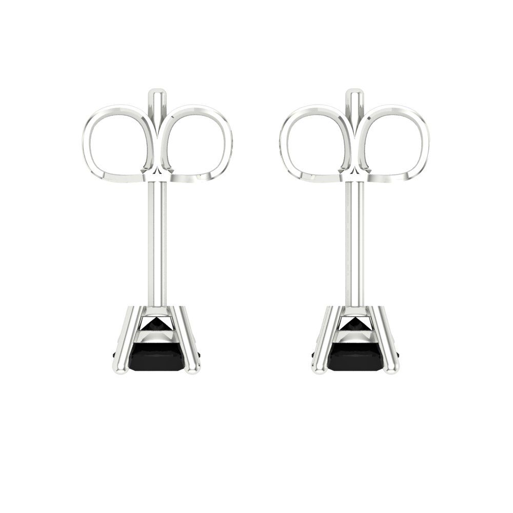 0.2cttw Round Cut Natural Onyx Gold-Plated 925 Silver Push Back Stud Earrings