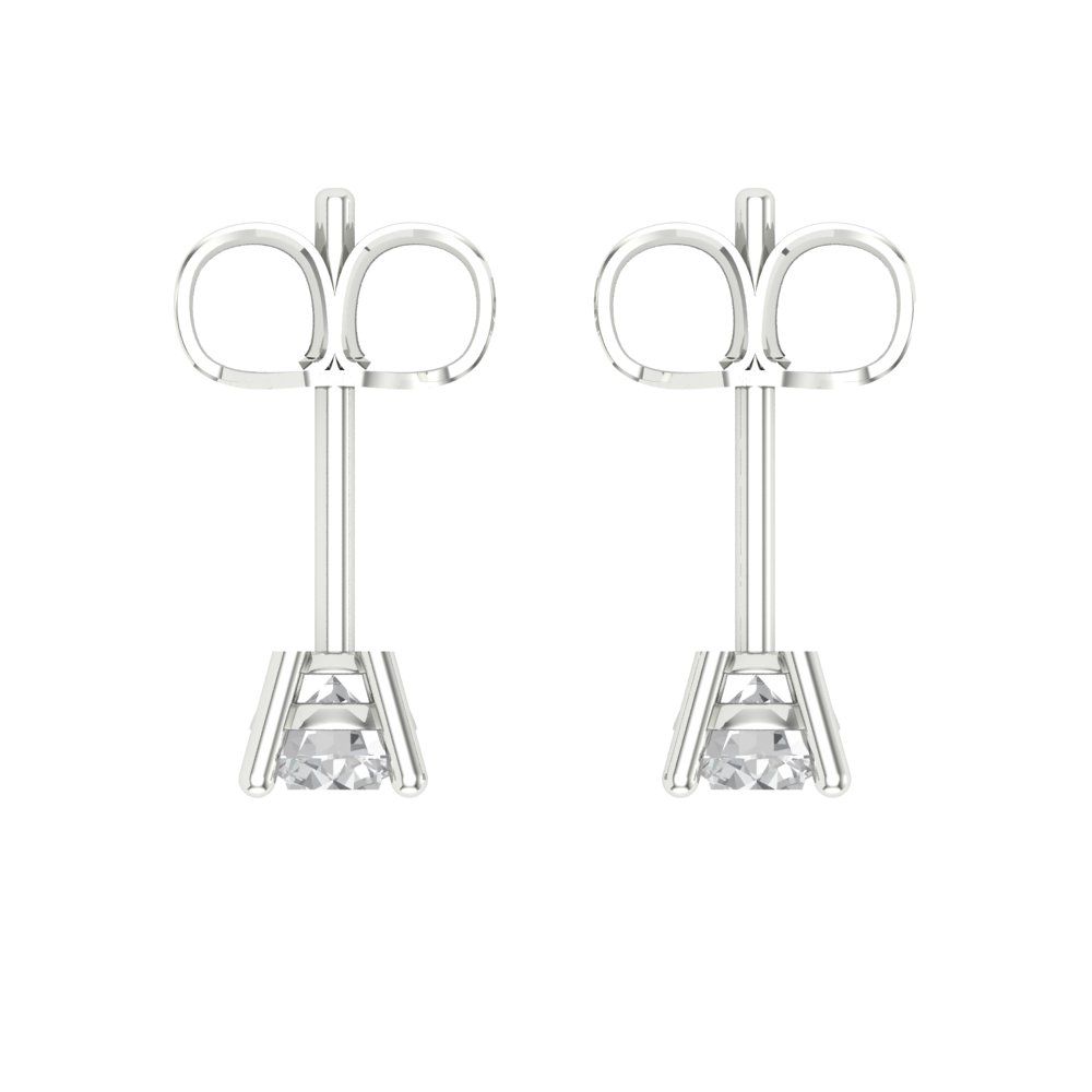 0.2cttw Round Cut Simulated Diamond Gold-Plated 925 Silver Push Back Stud Earrings