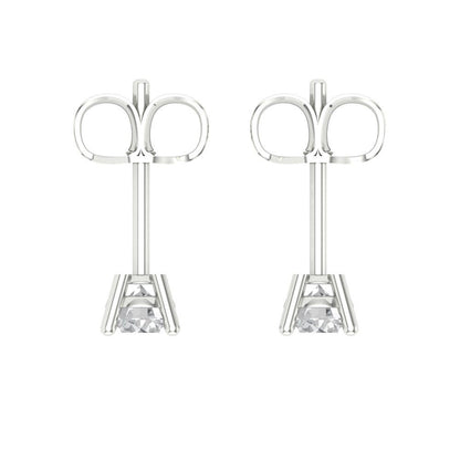 0.2cttw Round Cut White Sapphire Gold-Plated 925 Silver Push Back Stud Earrings